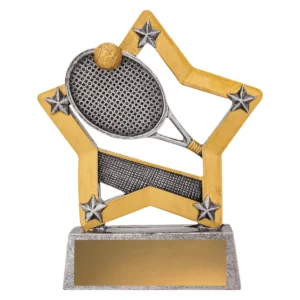 Silver tennis mini star with resin construction