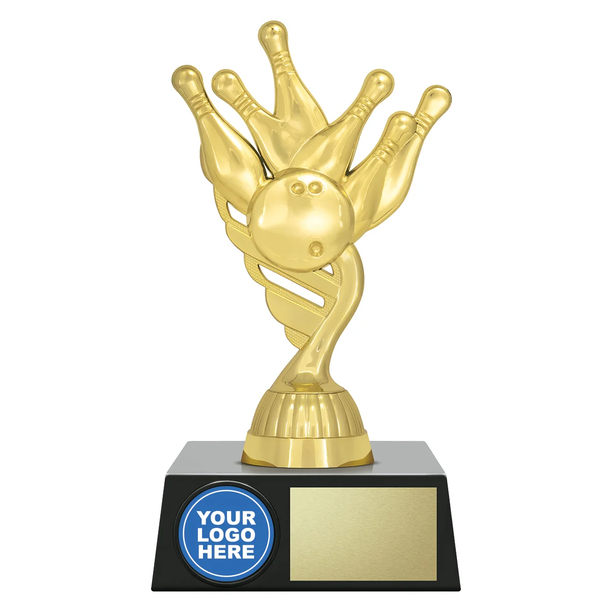 Gold tenpin gold logo with plastic construction