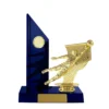 -gold Blue / gold timber buildup football goalkeeper with plastic / timber construction