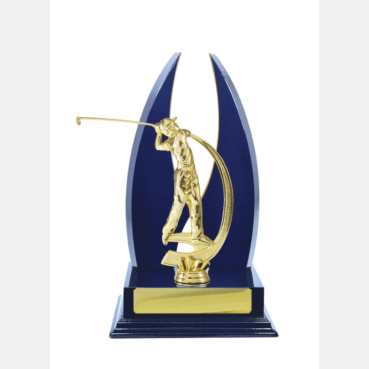-gold Blue / gold timber buildup golf with timber / plastic construction