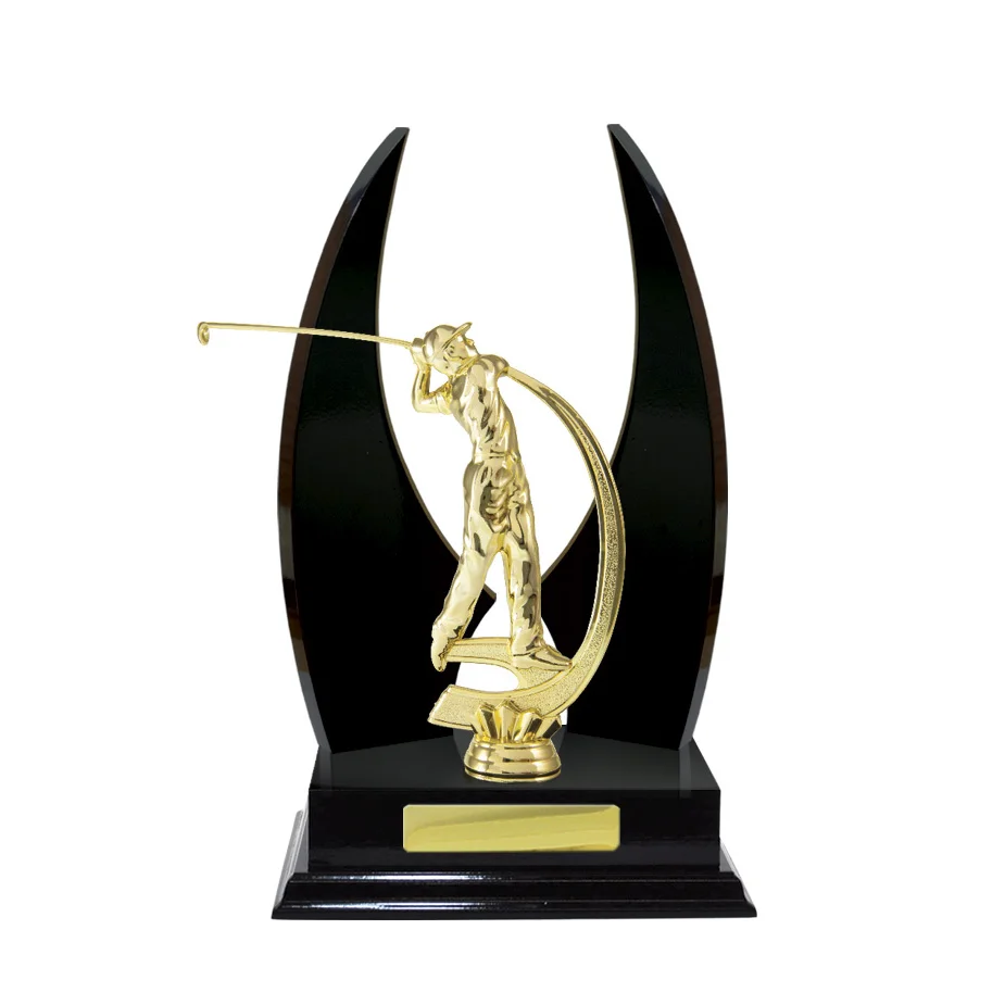 -gold Dark brown / gold timber buildup golf with timber / plastic construction