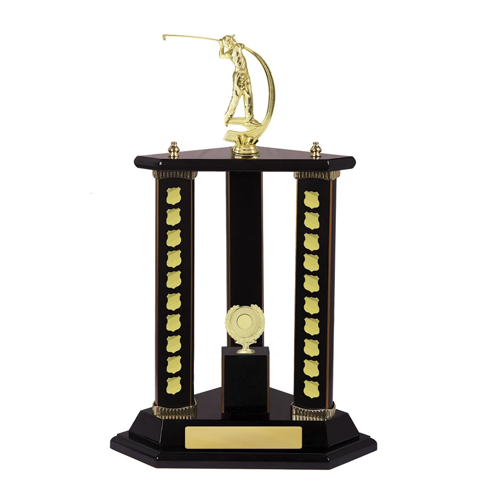 -gold Blue / gold timber buildup golf with timber / plastic construction