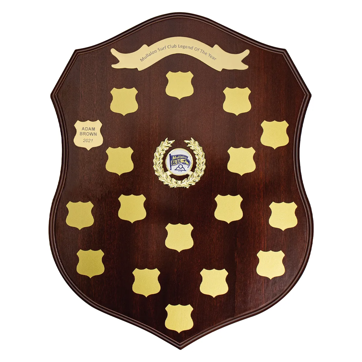pes-13-02-walnut Walnut tradition gold shield with timber construction