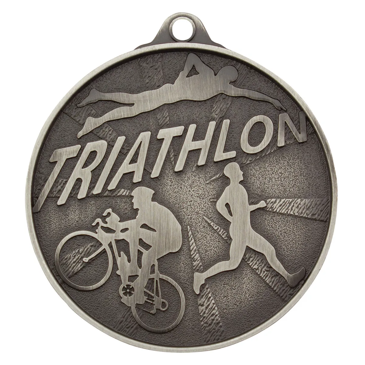 mc17s-silver Silver triathlon medal with metal construction