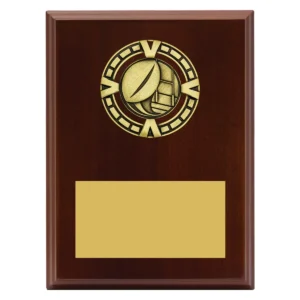 Walnut varsity plaque - league / union with timber / metal construction