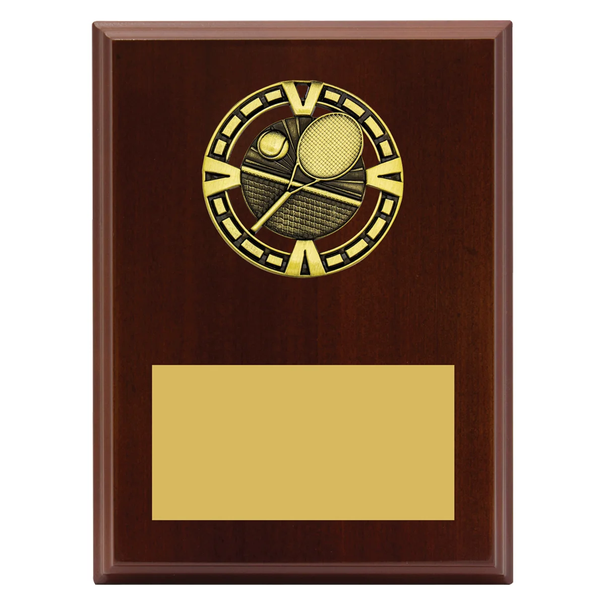 pv618-walnut Walnut varsity plaque - tennis with timber / metal construction