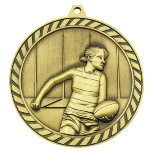 Gold venture medal female with metal construction