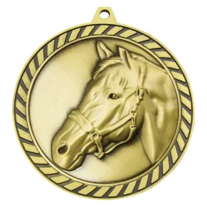 Gold venture medal horse with metal construction