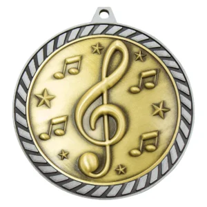 Silver venture medal music with metal construction
