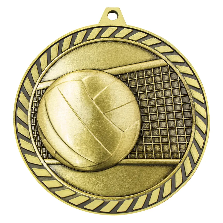 mmv627g-gold Gold venture medal volleyball with metal construction