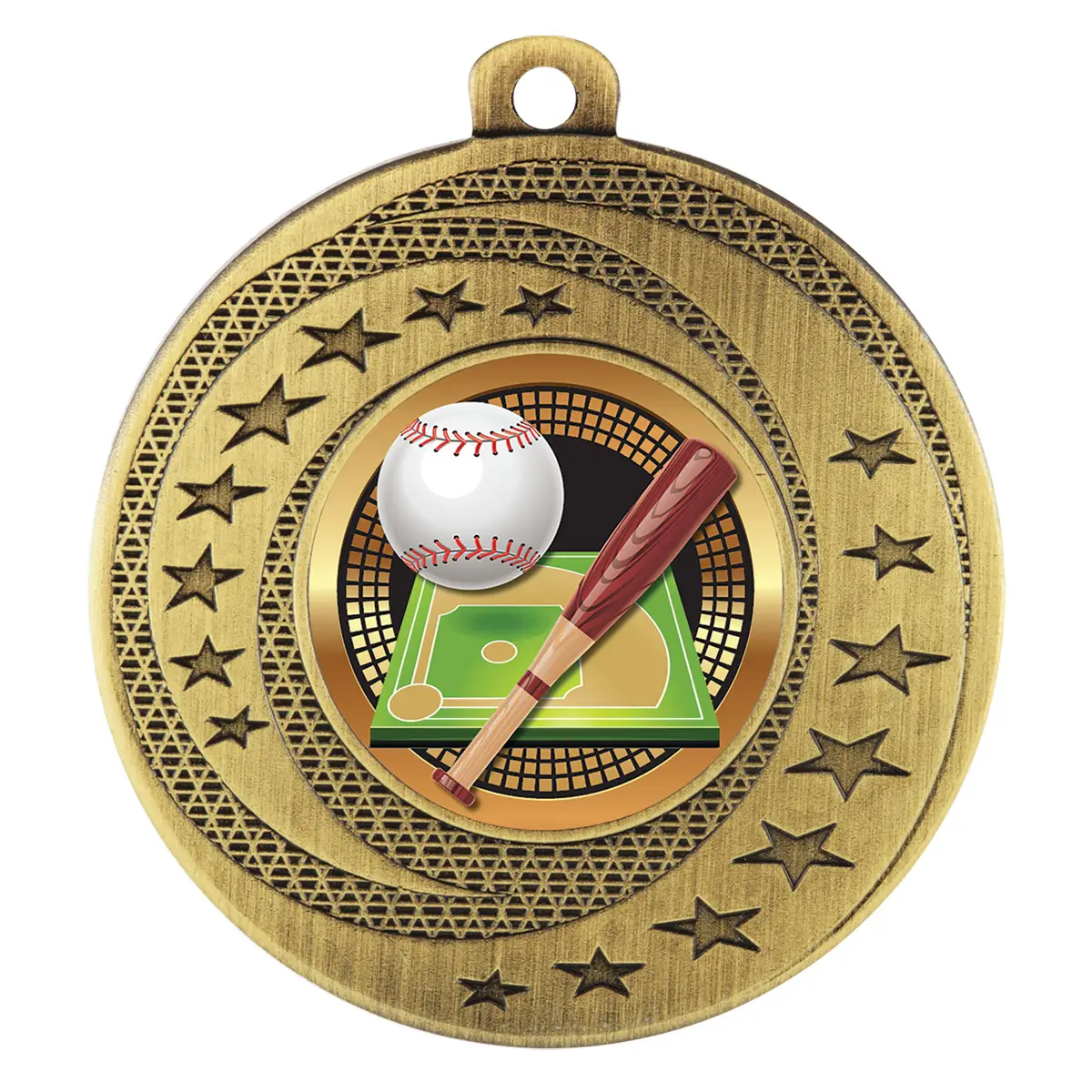 bsw133g-gold Gold wayfare medal - baseball with metal construction