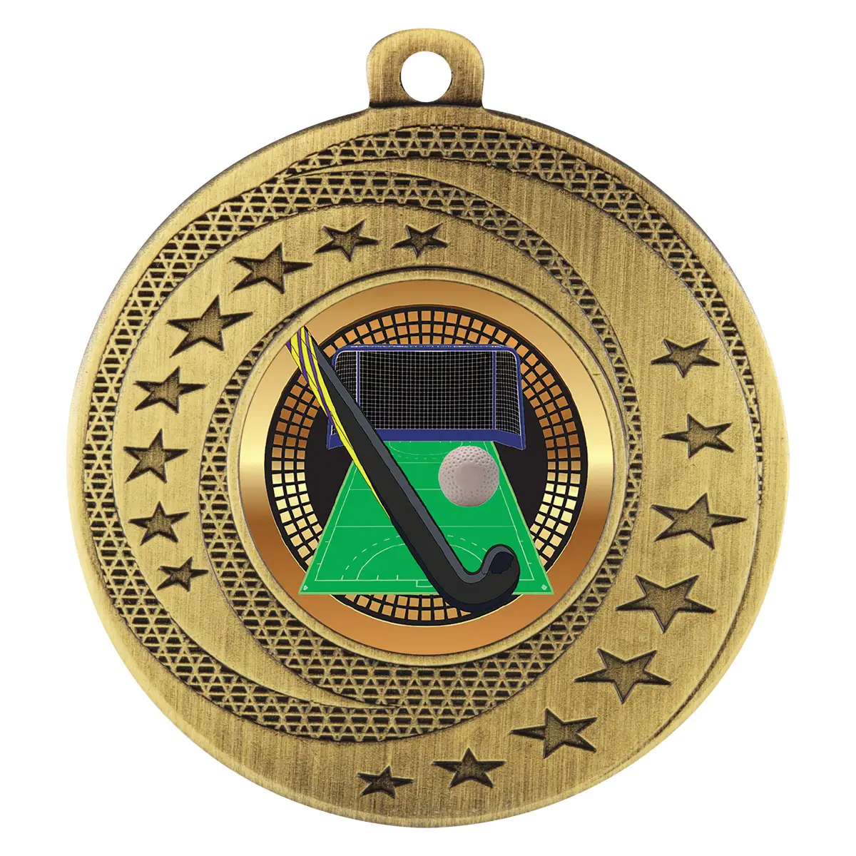 Gold wayfare medal - hockey with metal construction