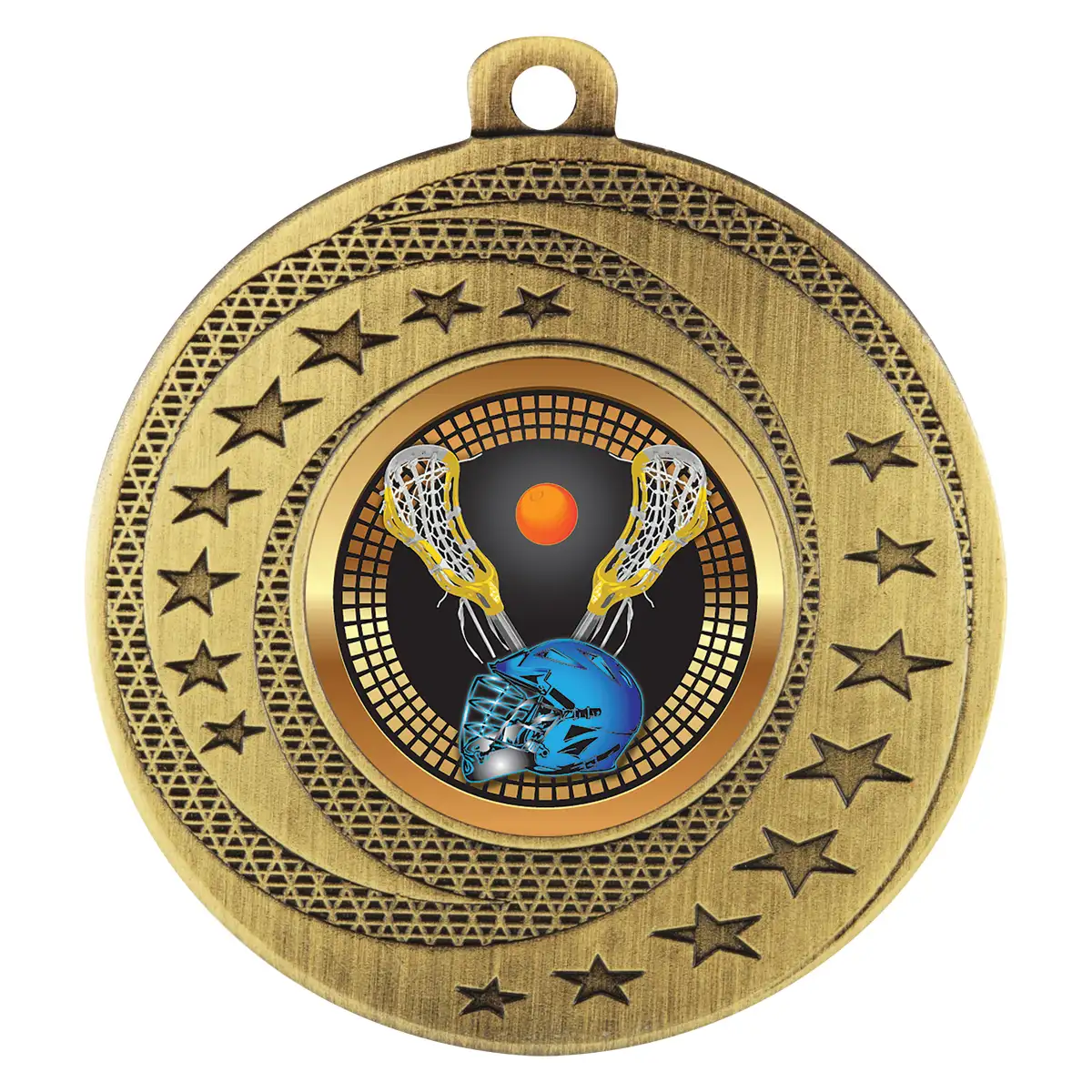 bsw163g-gold Gold wayfare medal - lacrosse with metal construction