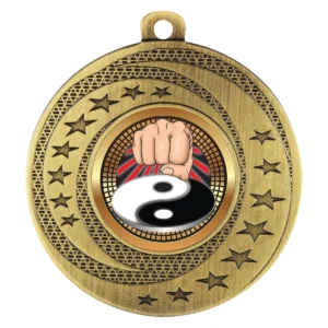 Gold wayfare medal - martial arts with metal construction