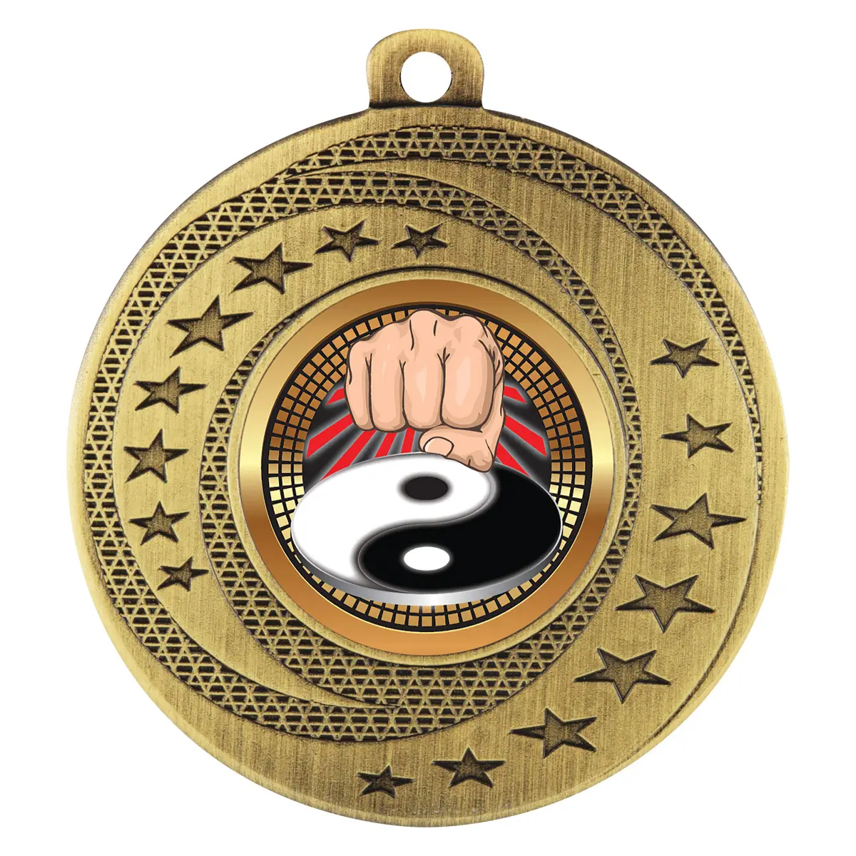 bsw145g-gold Gold wayfare medal - martial arts with metal construction