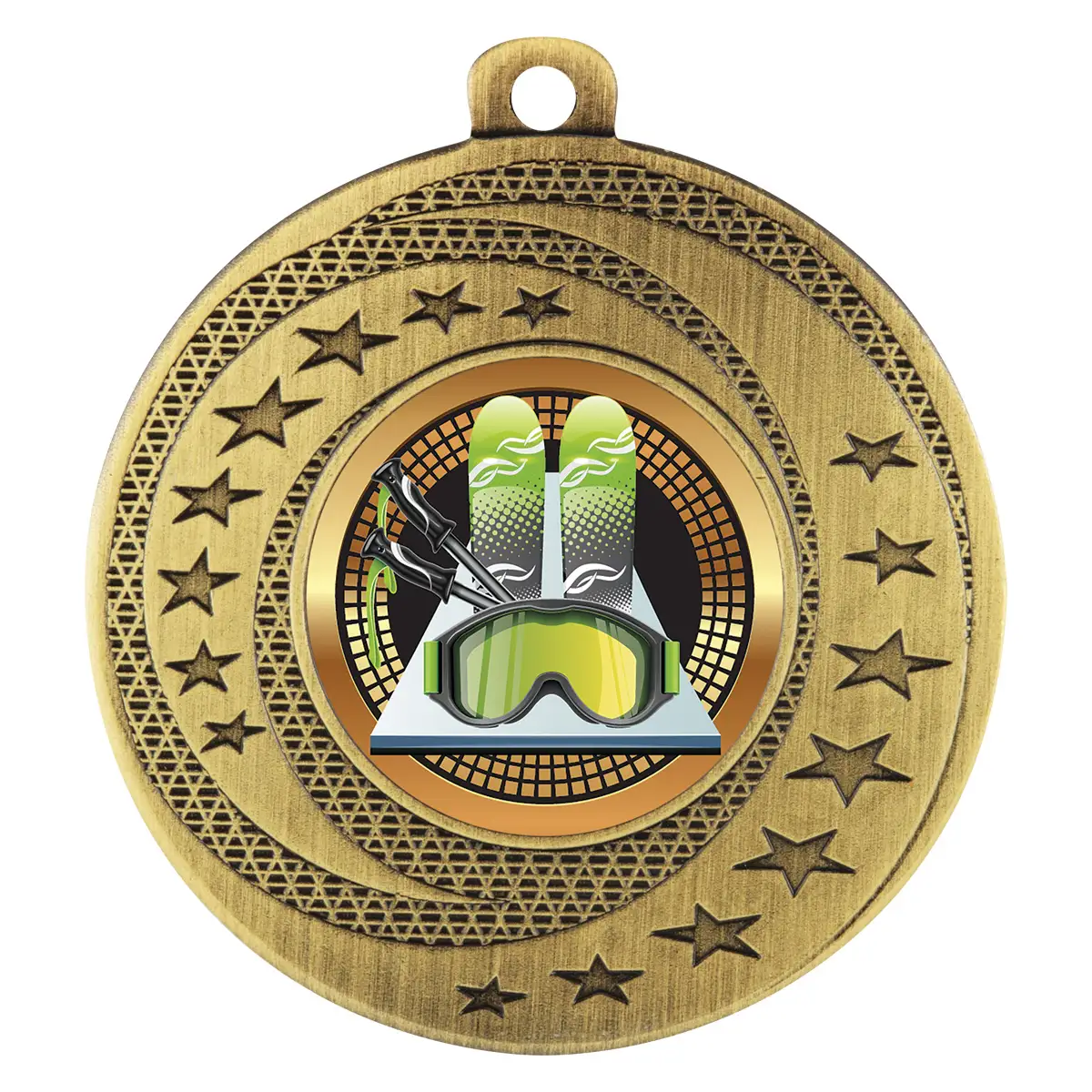 bsw191g-gold Gold wayfare medal - ski with metal construction