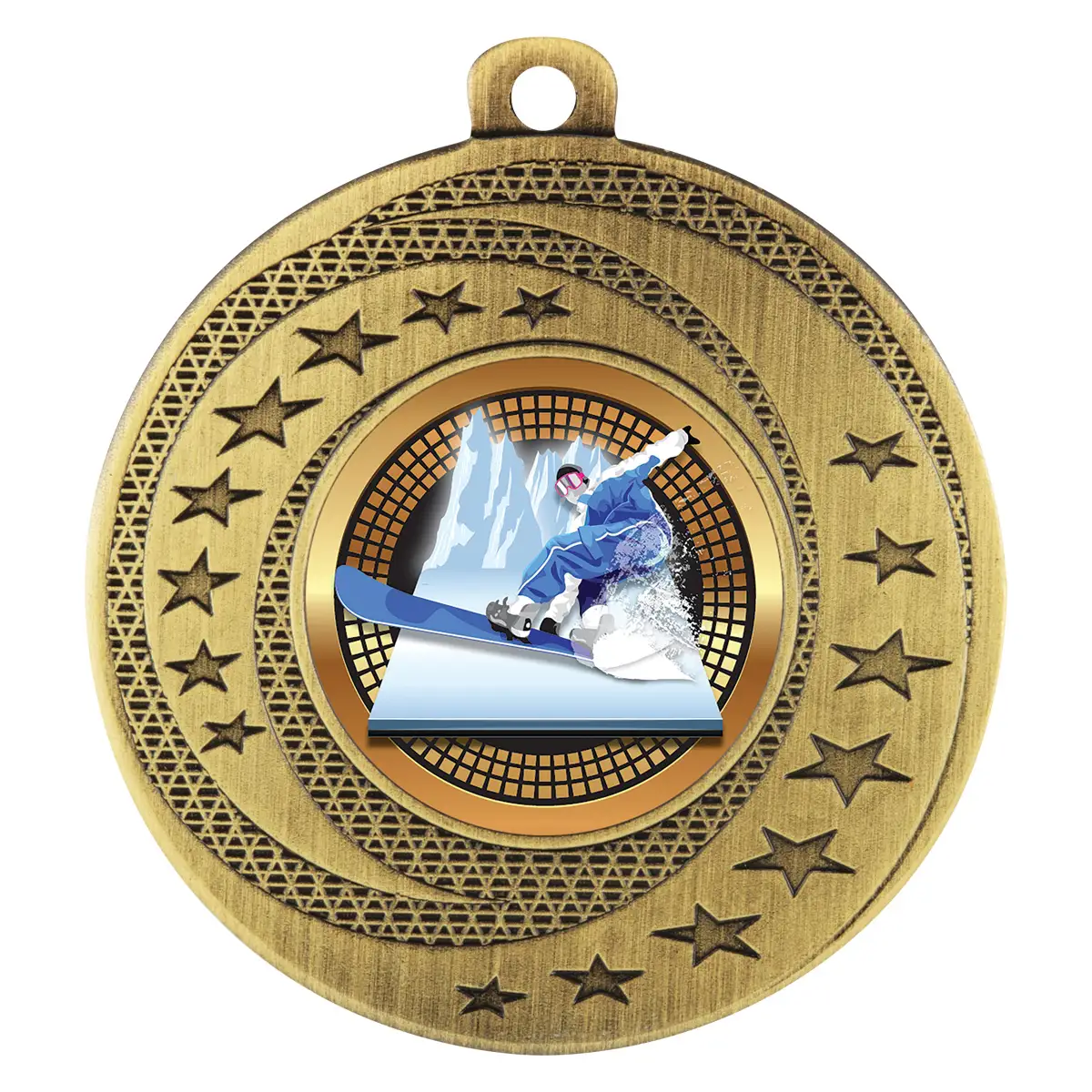 bsw192g-gold Gold wayfare medal - snowboard with metal construction