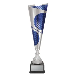 Blue waymark cup with plastic / metal / marble construction