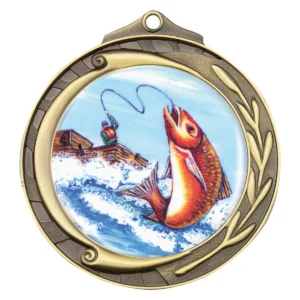 Gold wreath - fishing with metal construction