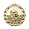 Wrestling medal featuring grappling athletes with textured border design in gold finish.