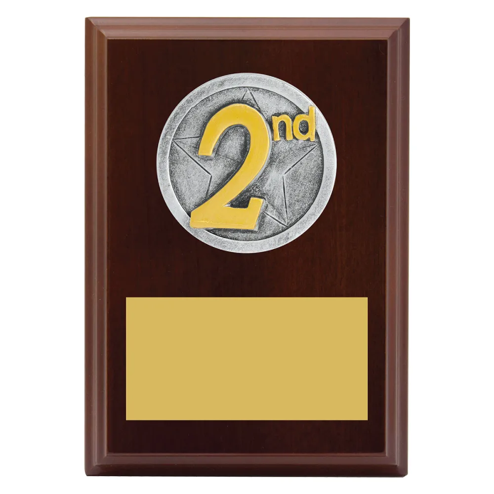 2nd Place Peak Plaque small Walnut peak plaque 2nd place with timber construction