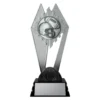 American Football Nighthawk medium black and silver trophy with helmet and gridiron football