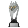 black and silver trophy with boot and ball soccer