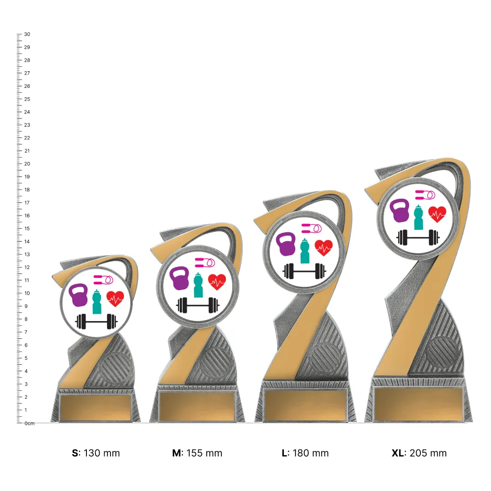 Fitness Arclight Fitness Arclight trophies next to ruler