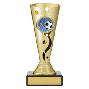 Gold carnival cup - football with plastic / marble construction