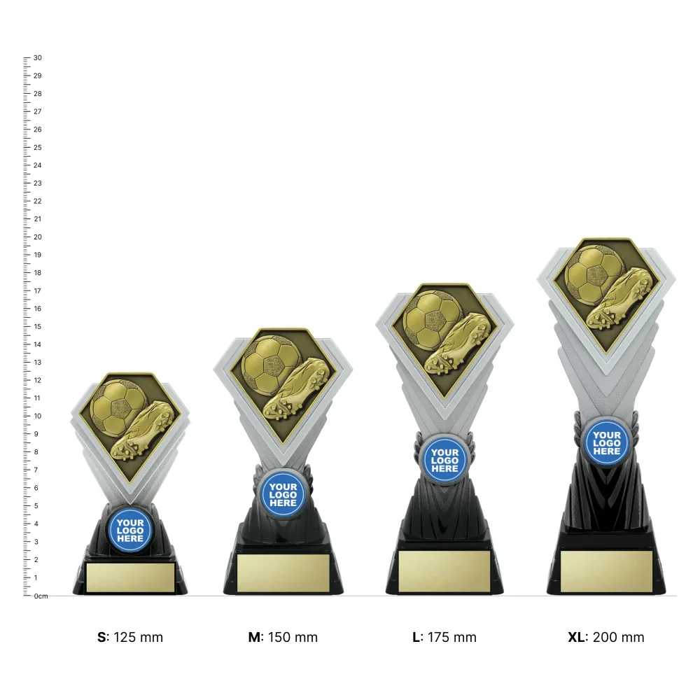 Football Diamond Gold Football Diamond Gold trophies next to ruler