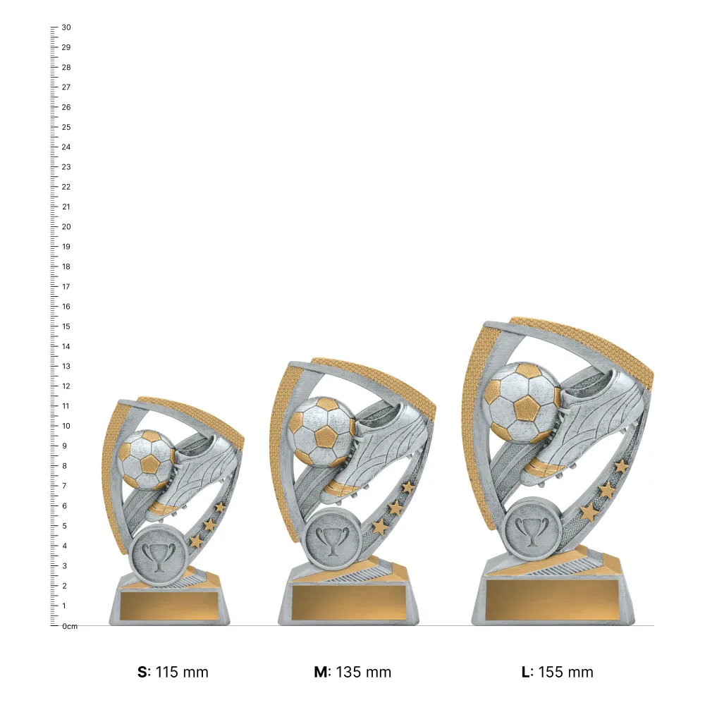 Football Relay Football Relay trophies next to ruler