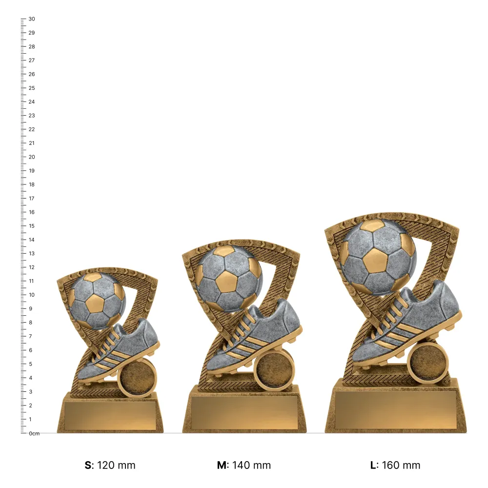 Football Stockade Football Stockade trophies next to ruler