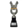 Lacrosse Anchor medium lacrosse trophy with sticks and ball on a black base.