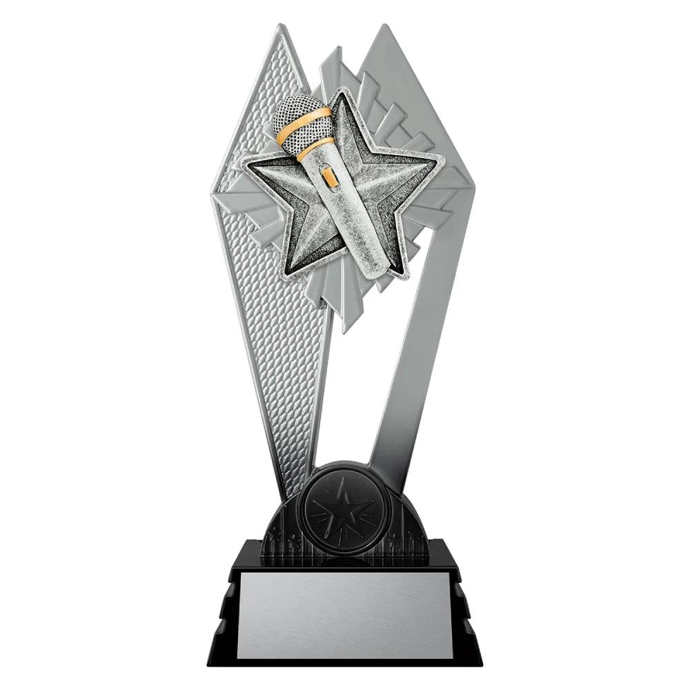 Public Speaking Shadowcrest medium black and silver trophy with microphone and star