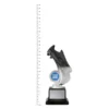 Vespa Boot silver next to ruler Vespa silver and Black trophies next to ruler