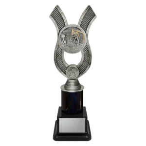 water polo trophy with players on a black base.